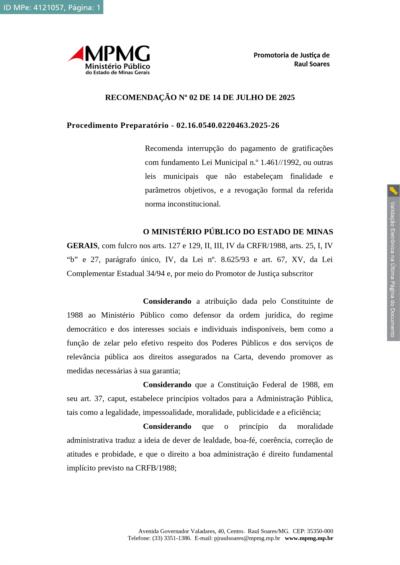 RECOMENDAÇÃO Nº 02 DE 14 DE JULHO DE 2025
