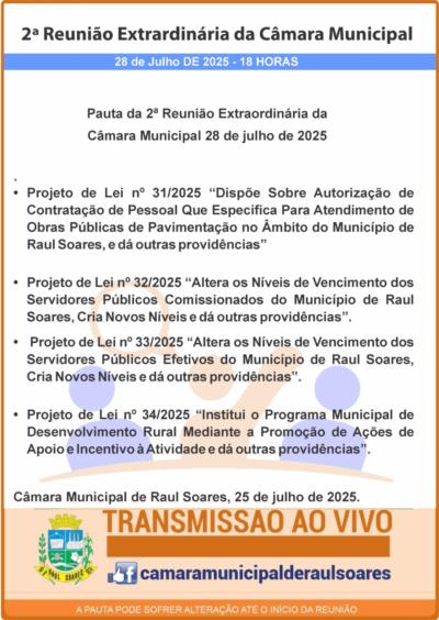 2ª Reunião Extraordinária da Câmara Municipal